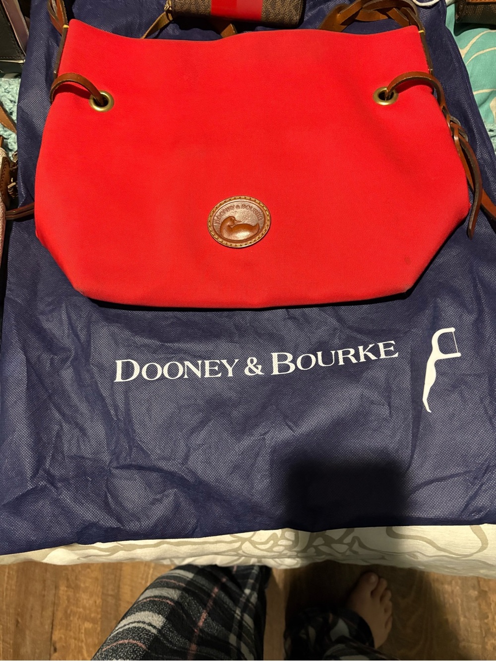 Dooney & Bourke Bright Red Drawstring Shoulder Bag - Picture 1 of 1